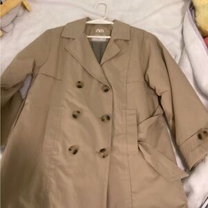 Zara Girls, size 5-6, Beige Double-Breasted Trench Coat